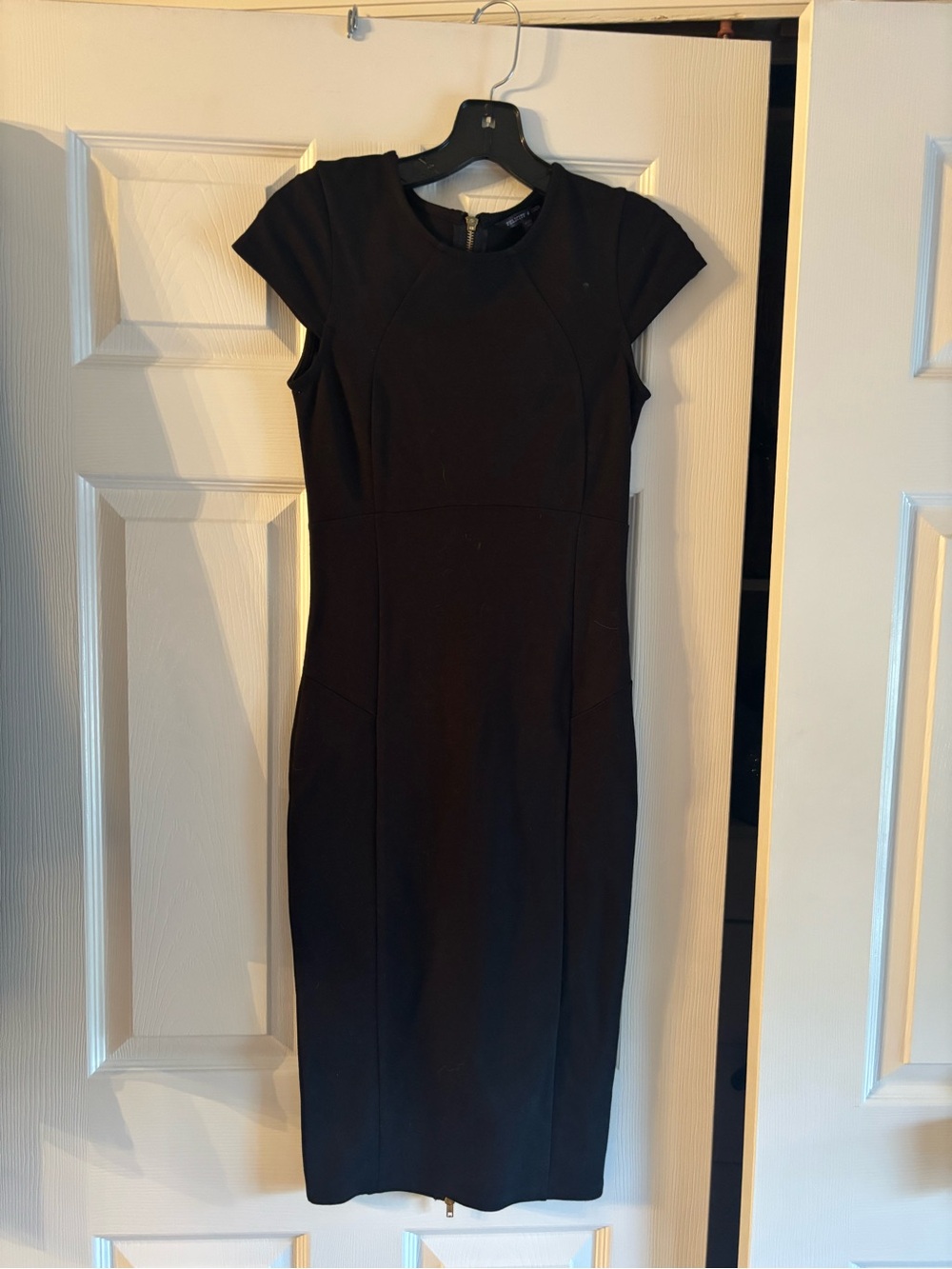 Felicity & Coco Black Cap-Sleeve Midi Sheath Dress